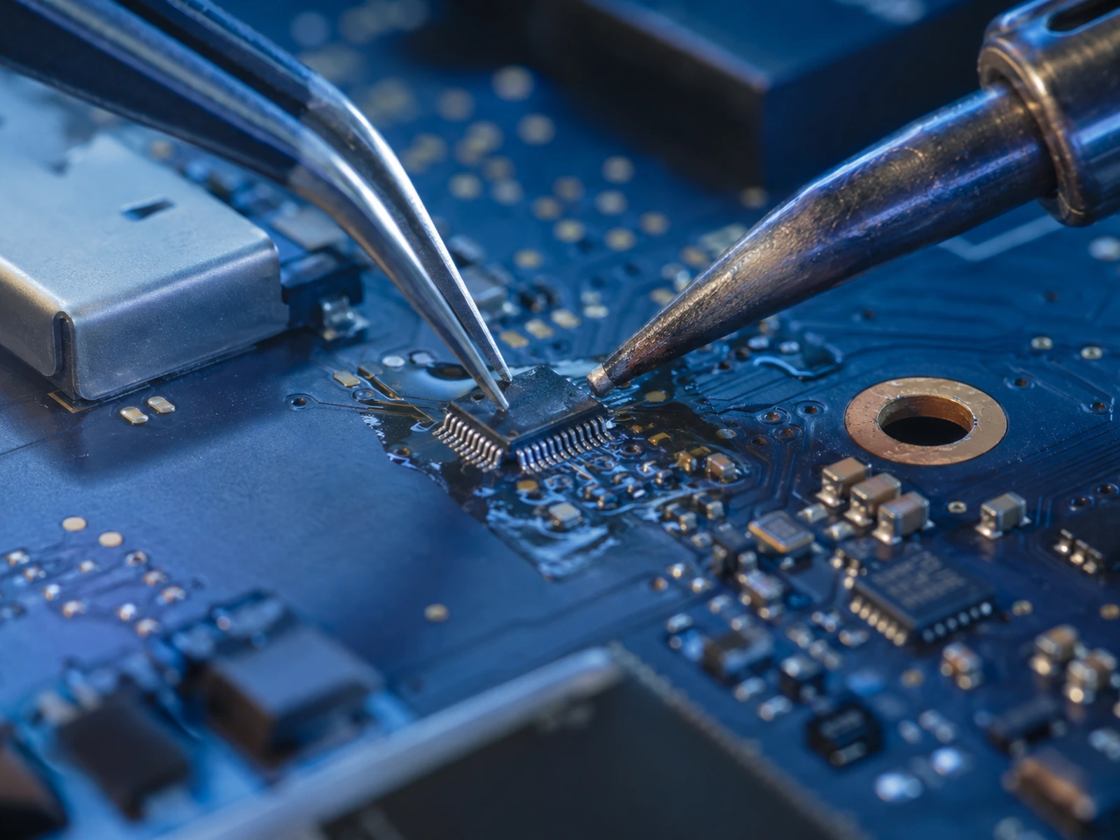 Illustrative precision microsoldering workspace at NYTechnology
